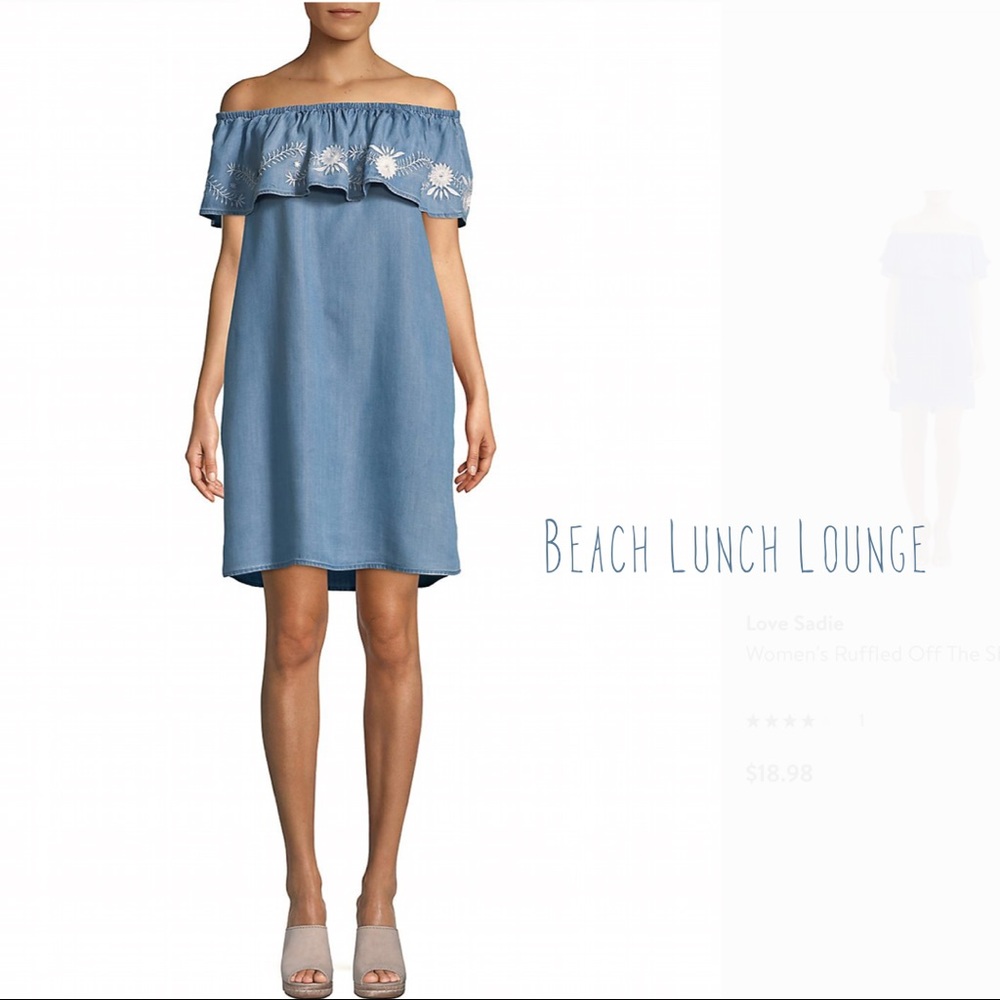 Bohemian Style Off the Shoulder Chambray Dress